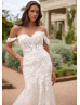 Off Shoulder Ivory 3D Lace Tulle Enchanting Wedding Dress